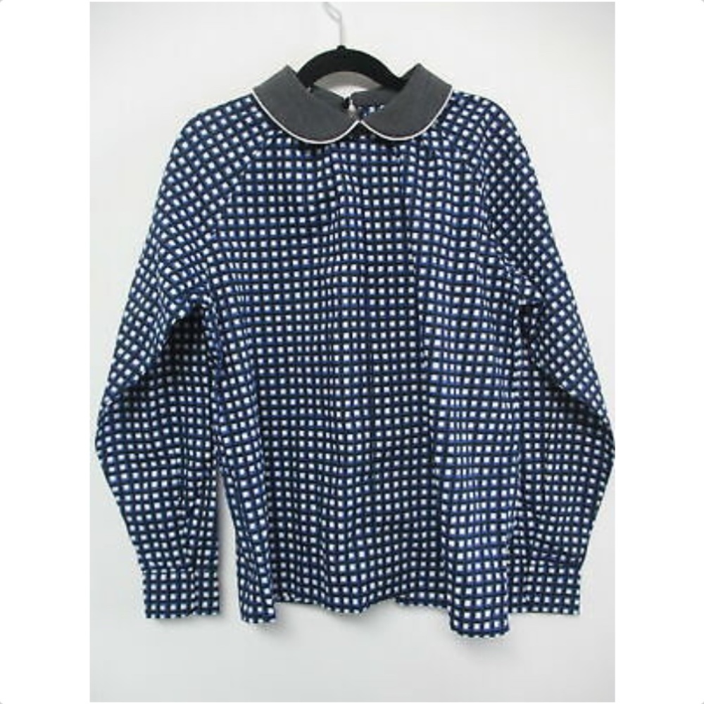 MARNI navy and white gingham with grey skirt set